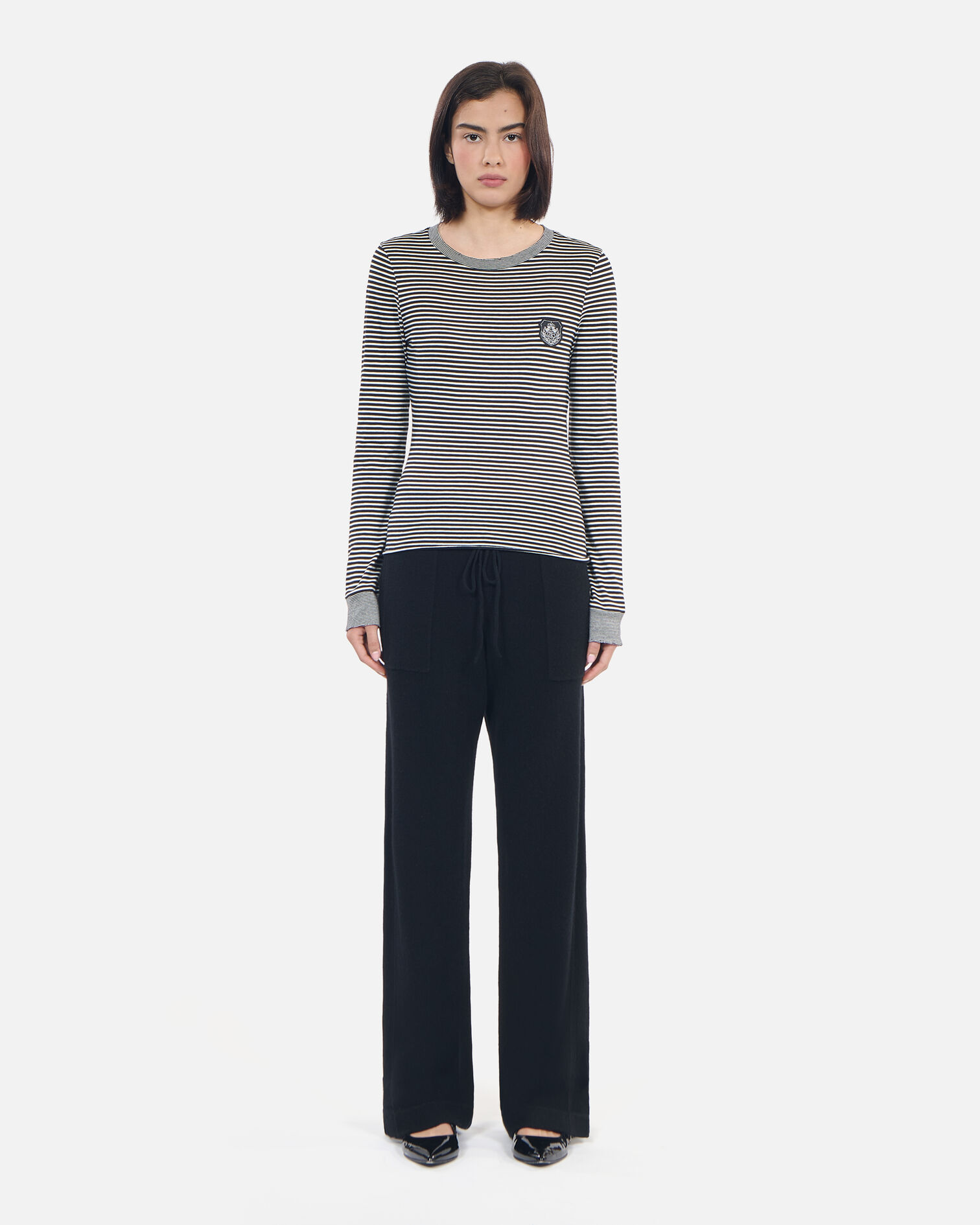 Long-sleeved striped t-shirt, BLACK / WHITE, hi-res image number null