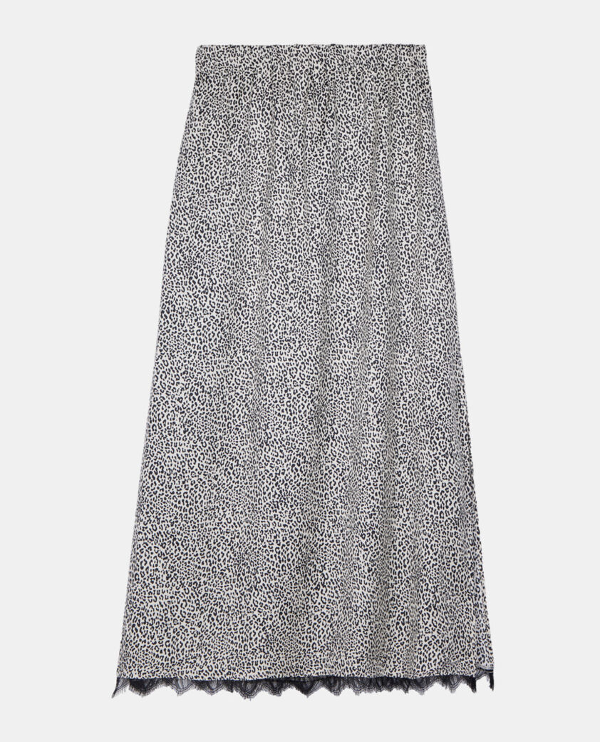 The Kooples WOMEN BLACK WHITE long printed skirt