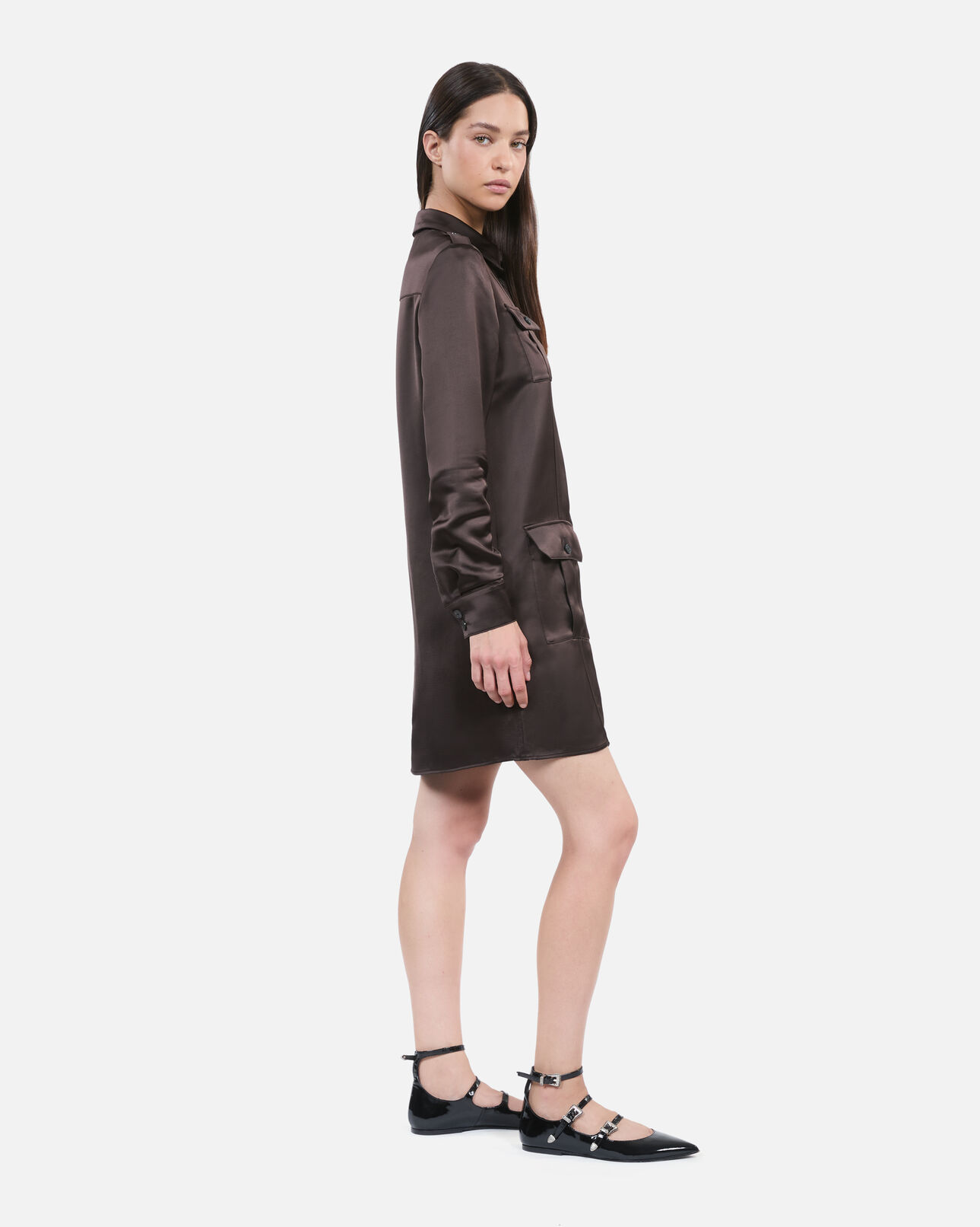 The Kooples DAMEN BROWN kurzes, braunes kleid im safari-stil
