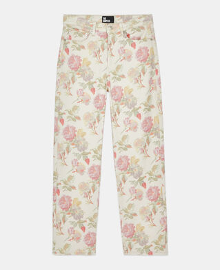 The Kooples F ECRU floral printed boyfriend jeans