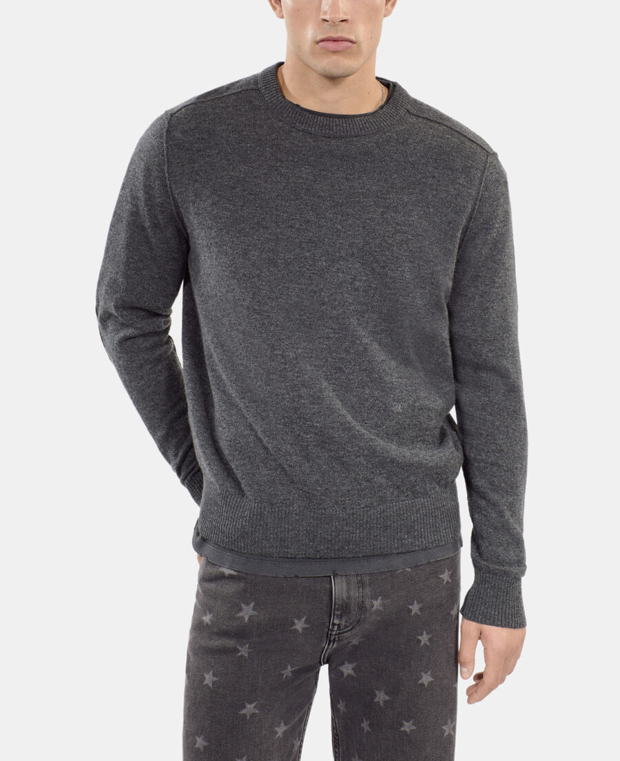 The Kooples MEN MIDDLE GREY MEL grey wool sweater