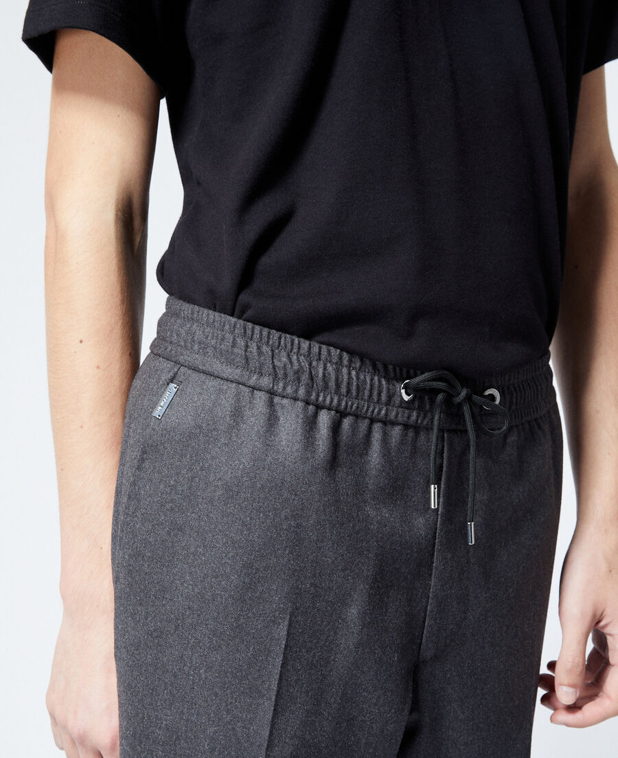 pantalon laine gris à élastique