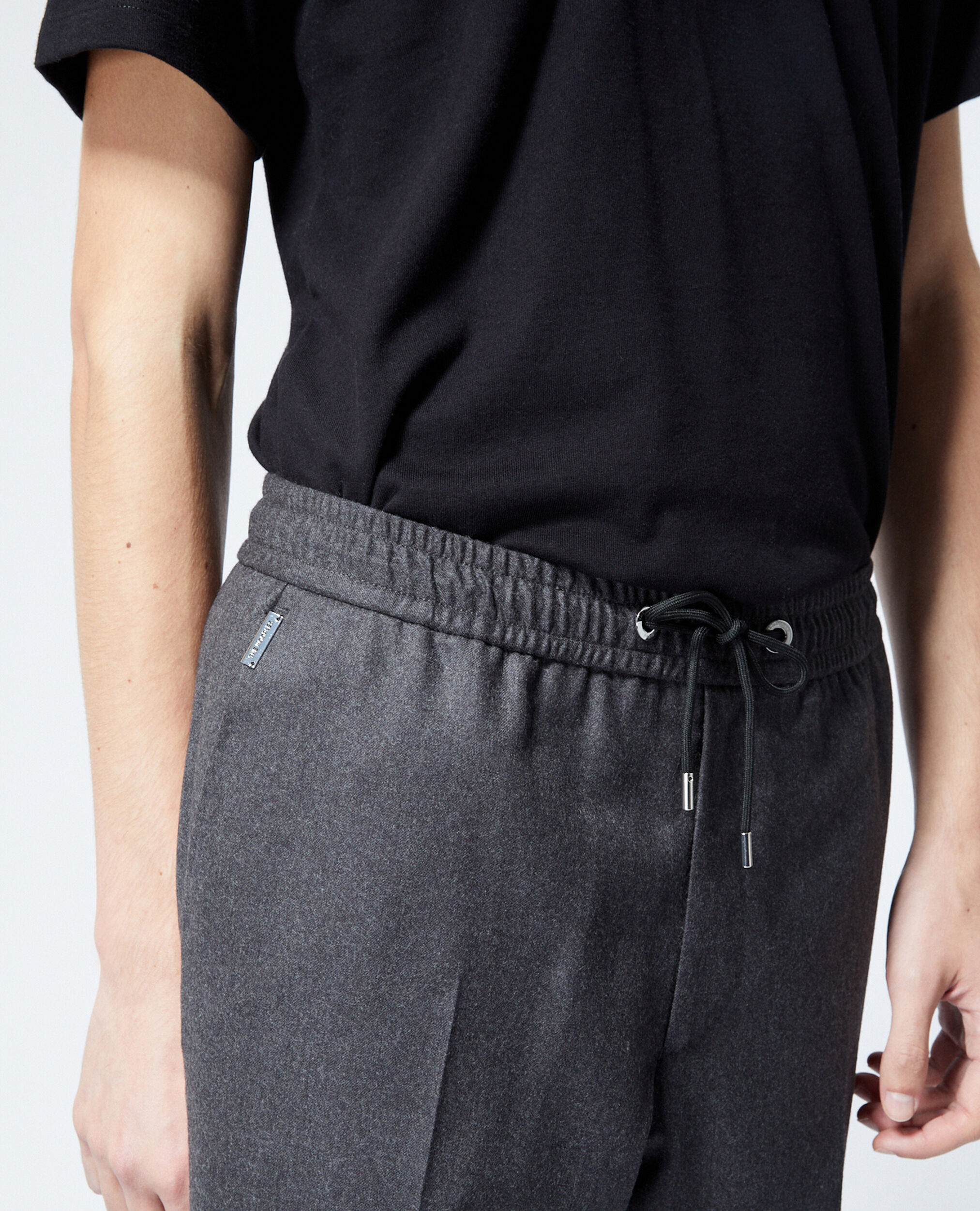 Pantalon laine gris à élastique, DARK GREY, hi-res image number null