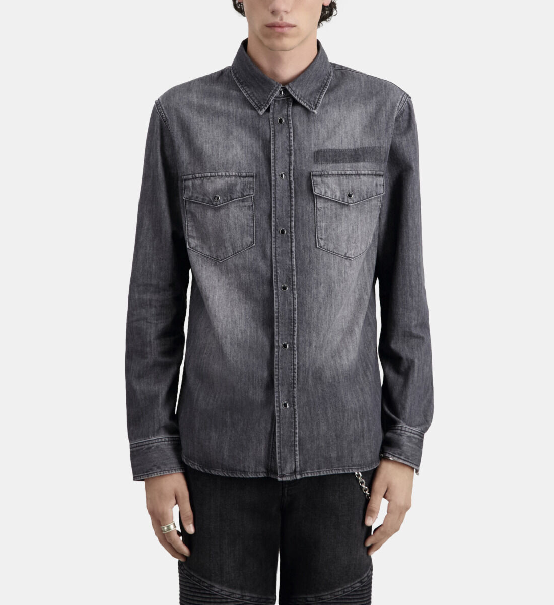 Grey denim hotsell shirt