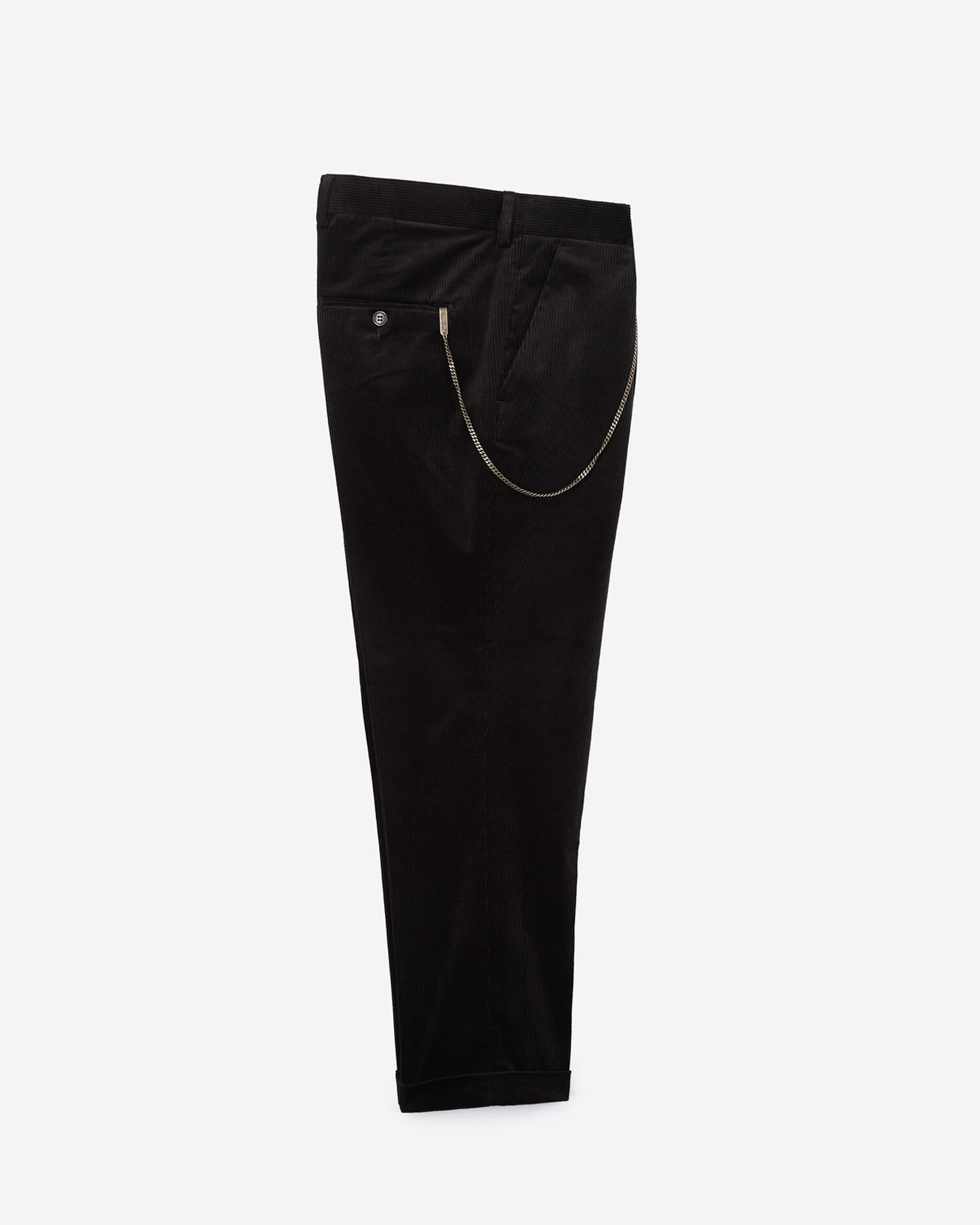 Black ribbed velvet trousers, BLACK, hi-res image number null