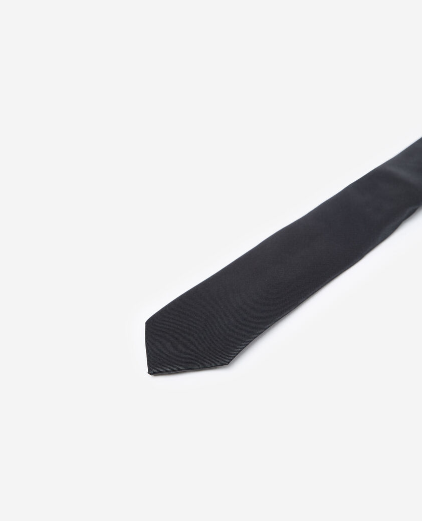 The Kooples MEN BLACK plain black silk tie