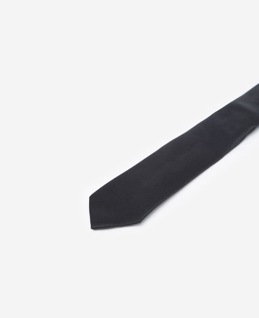 The Kooples MEN BLACK plain black silk tie