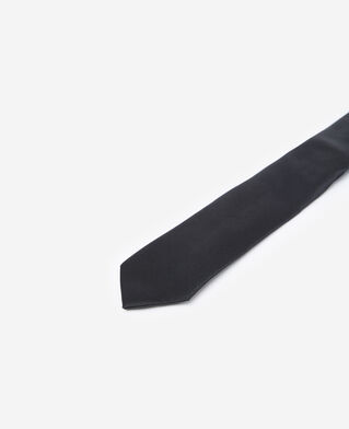 The Kooples MEN BLACK plain black silk tie