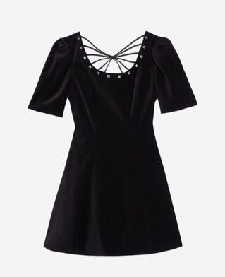 The Kooples DAMEN BLACK schwarzes, kurzes kleid aus samt