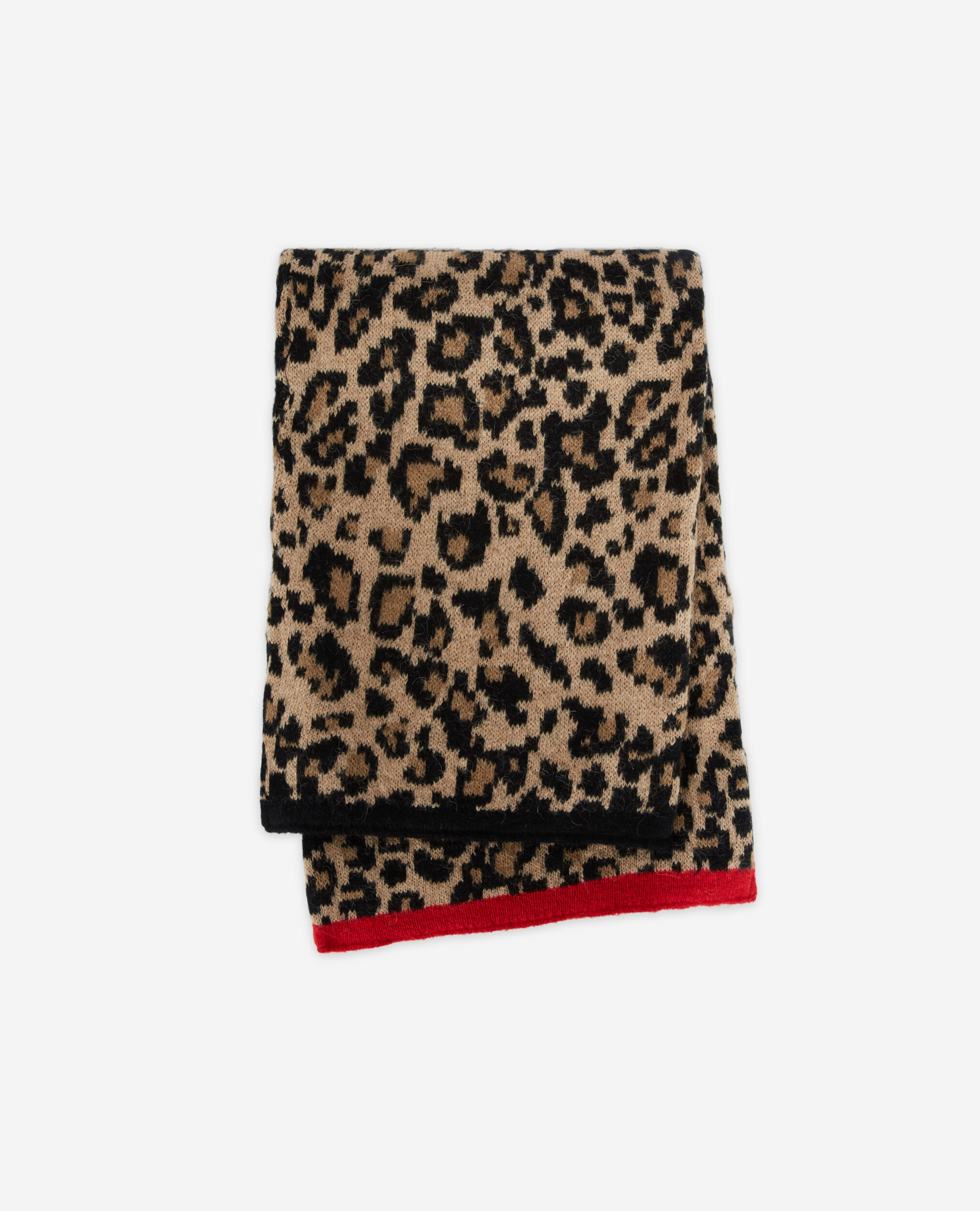 Leopard print wool scarf, LEOPARD, hi-res image number null