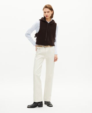 The Kooples FEMME CHOCOLATE pull sans manches en laine et coton marron