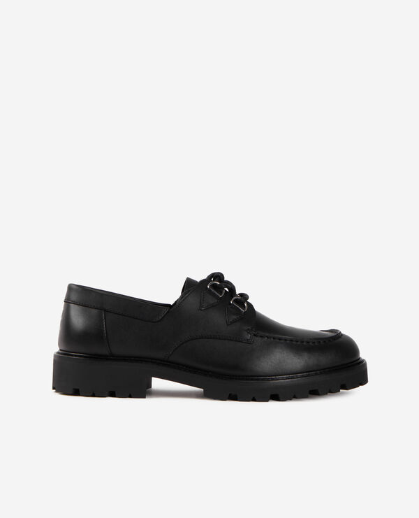 black leather derbies with laces
