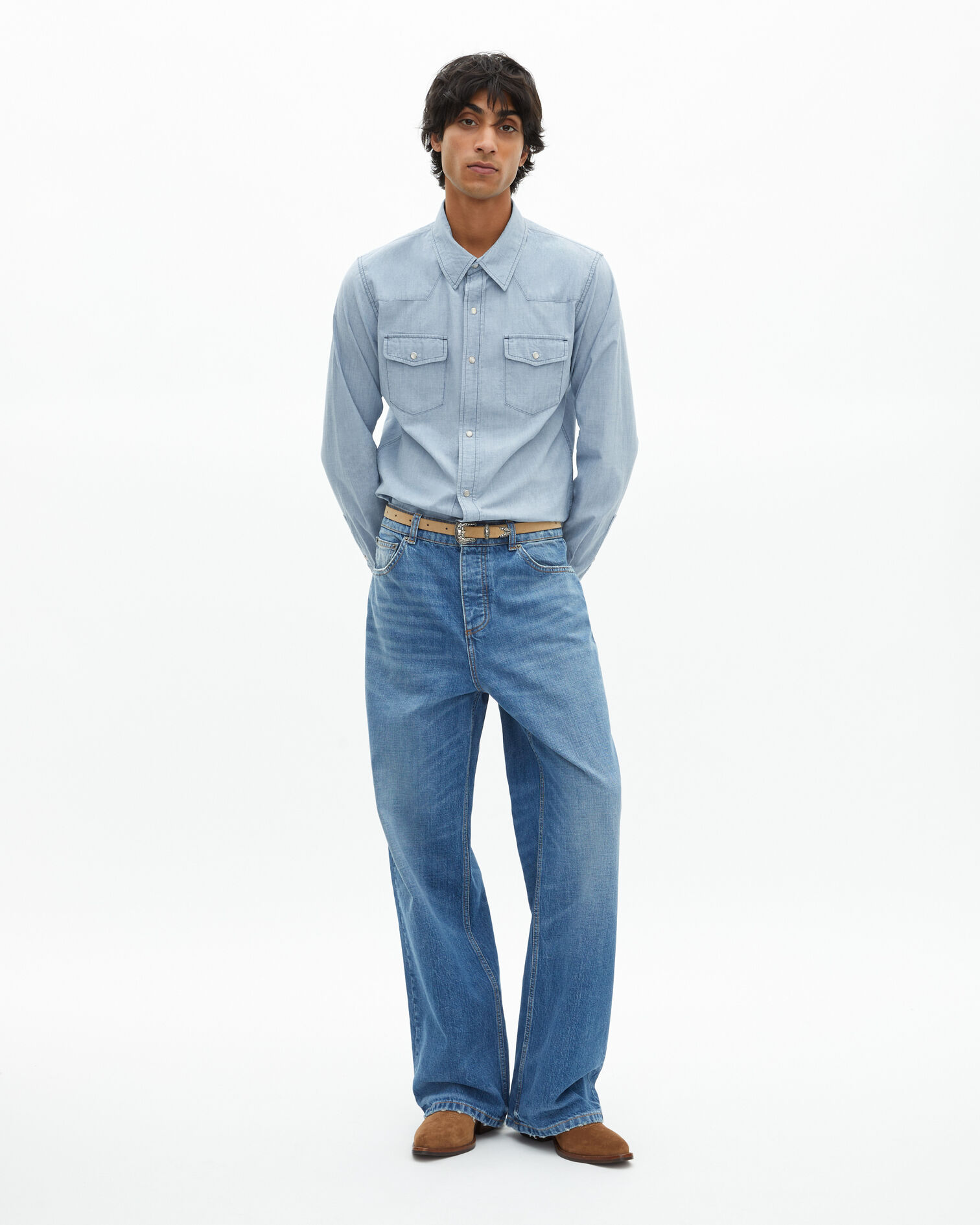 Light blue denim shirt, BABY BLUE, hi-res image number null