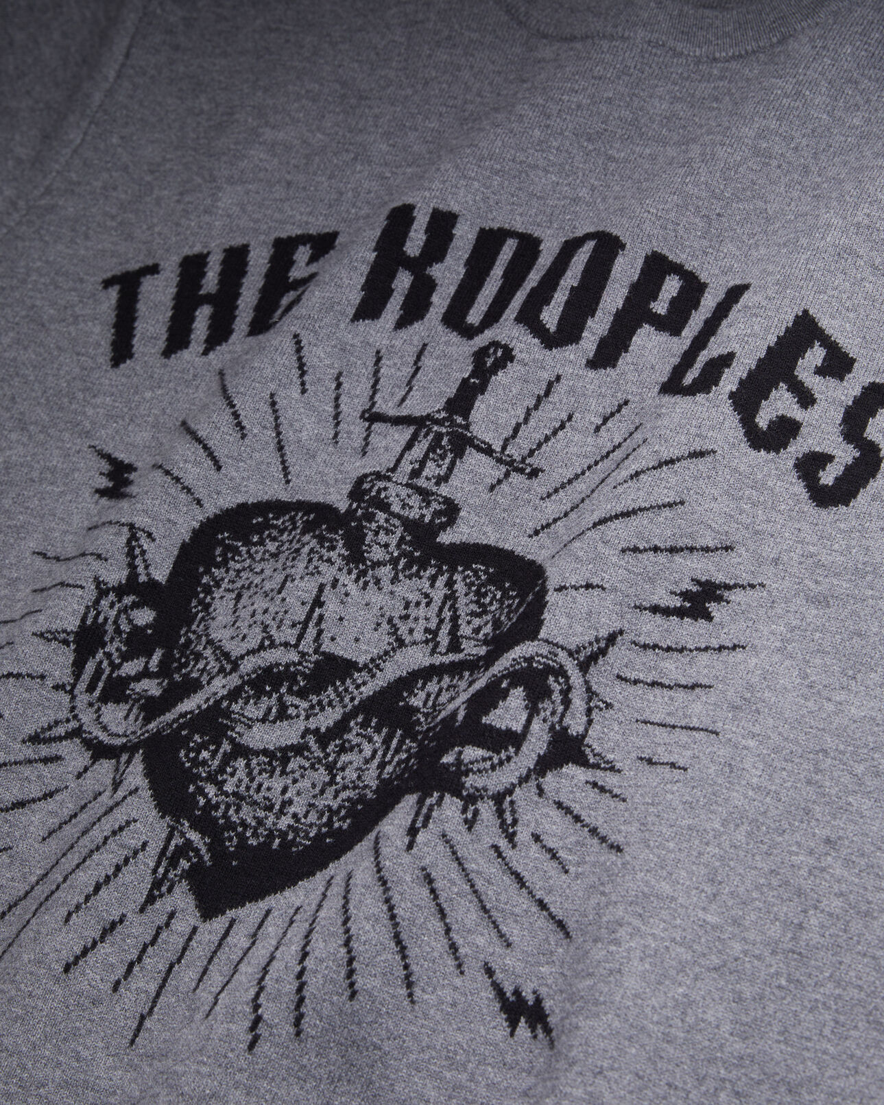 The Kooples MEN ANTHRACITE / BLACK dagger through heart grey sweater in wool blend