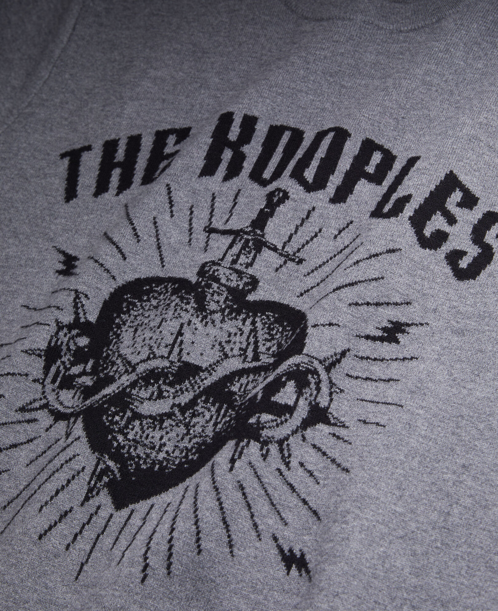 The Kooples HERREN ANTHRACITE / BLACK grauer pullover mit motiv und sternen