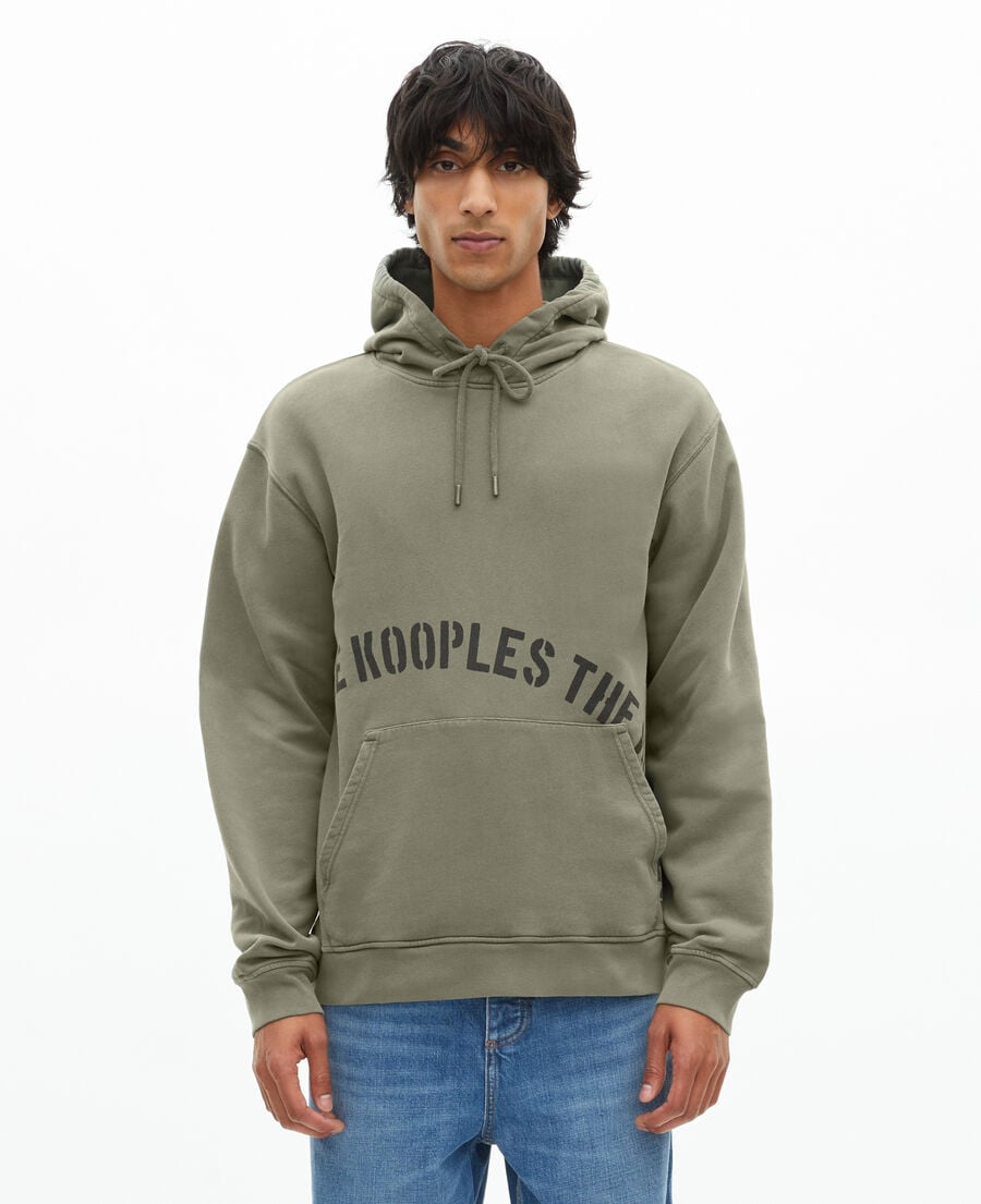 The Kooples H KAKI hooded sweatshirt with khaki screen print