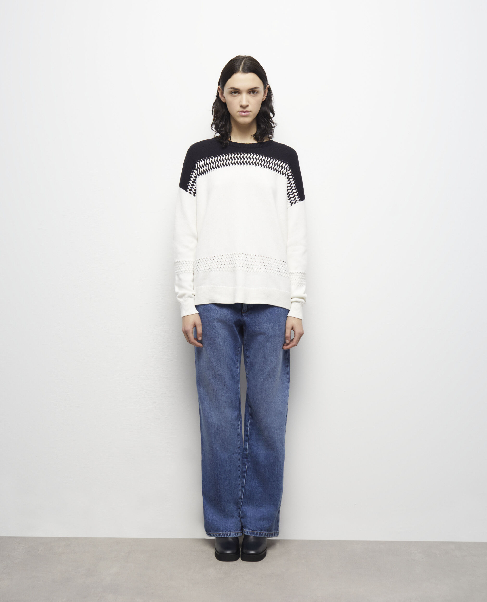 Two-tone jumper, WHITE / BLACK, hi-res image number null