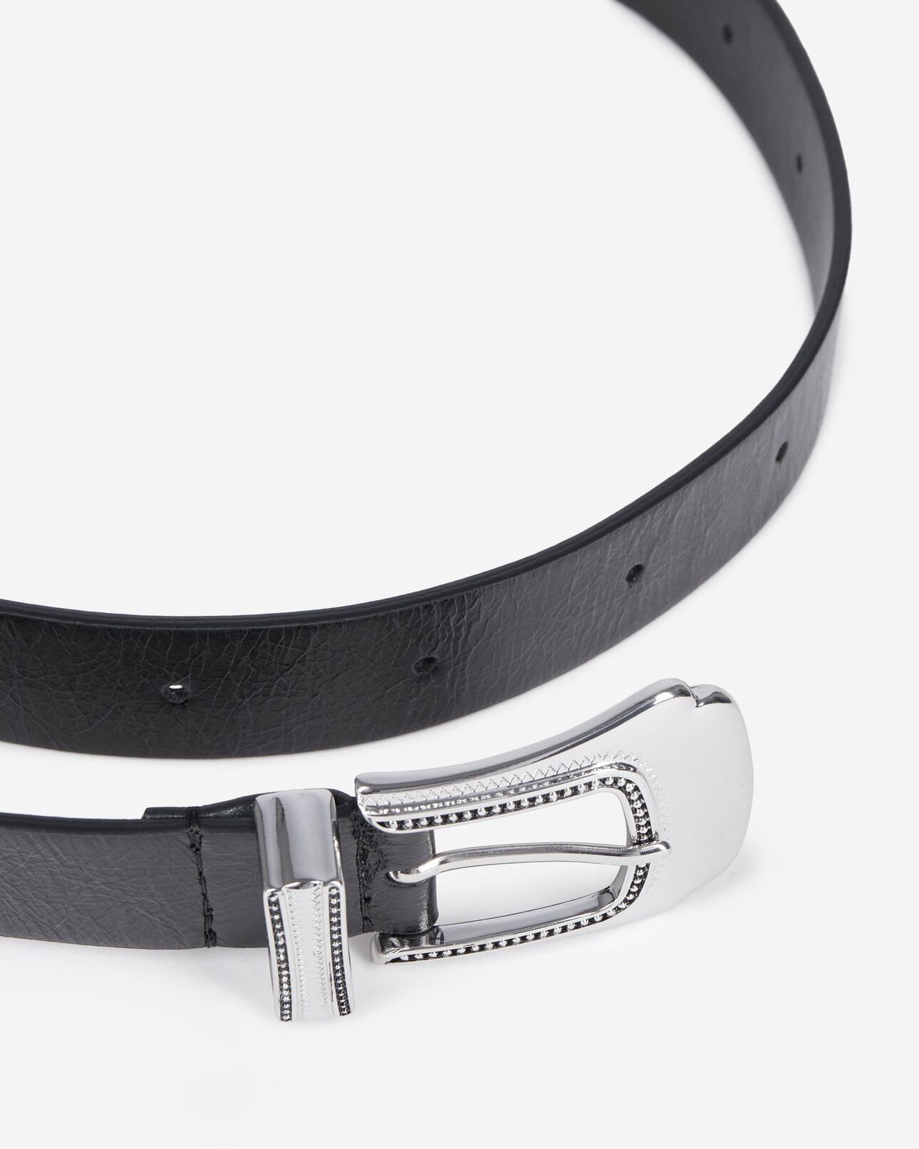 The Kooples WOMEN BLACK thin black leather belt