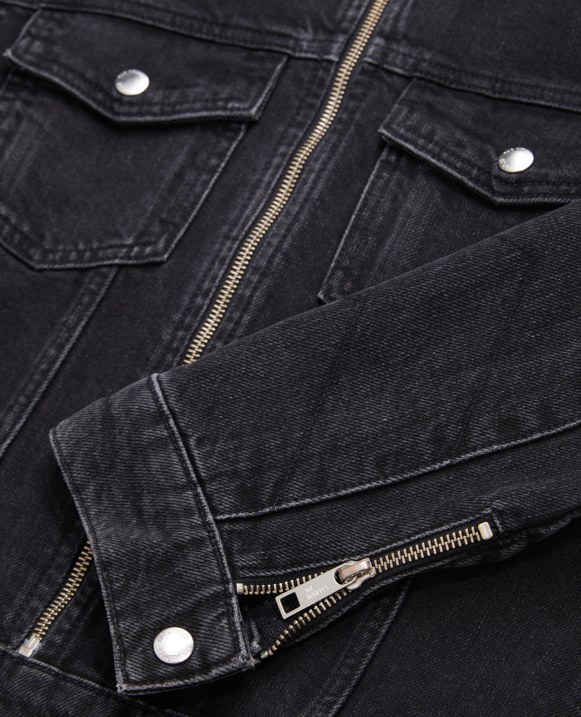 Black denim biker jacket The Kooples