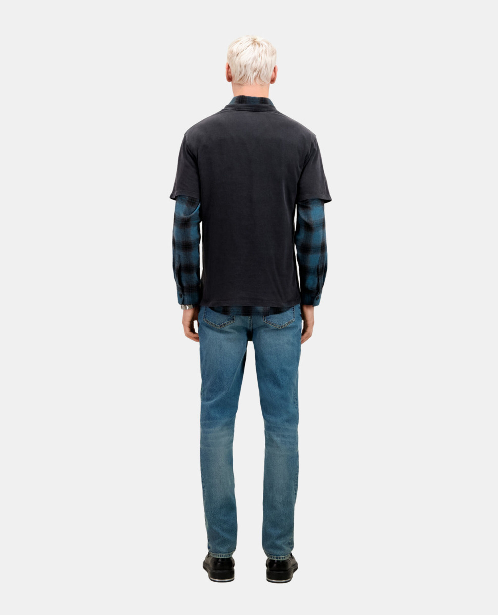 Schwarzes T-Shirt Herren mit „Eagle“-Siebdruck, BLACK WASHED, hi-res image number null