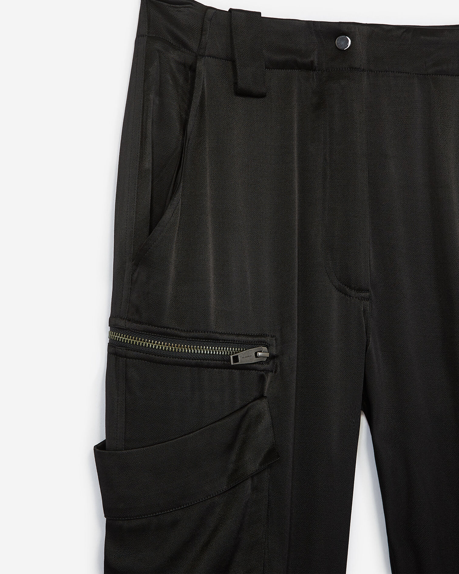 Black slim-fit trousers with zipped pockets, BLACK, hi-res image number null