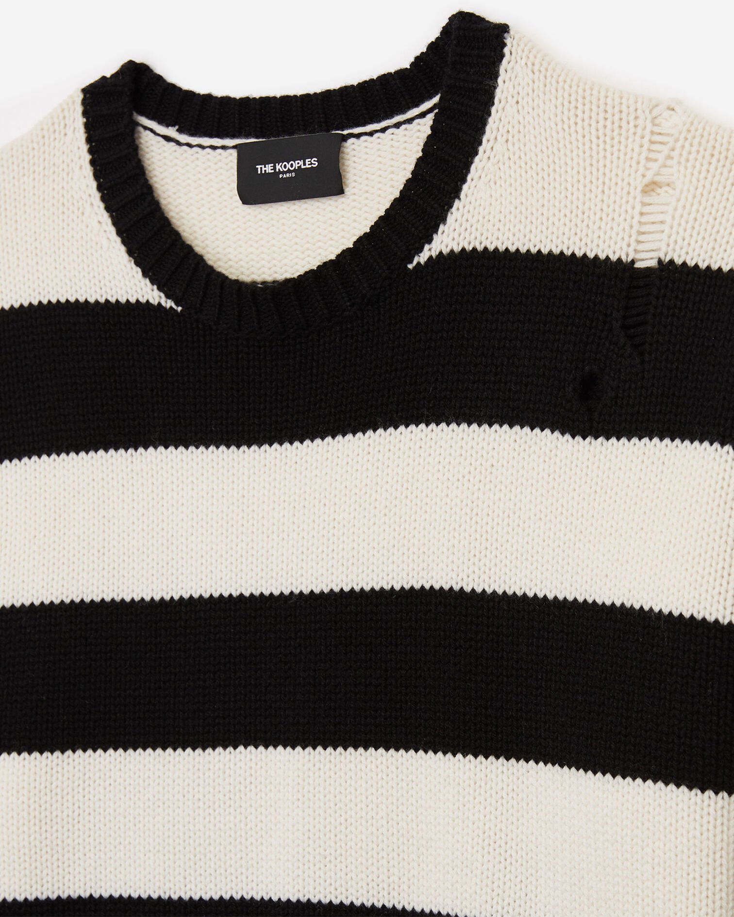 Oversized, wool and cashmere sweater with black and white stripes, BLACK-ECRU, hi-res image number null