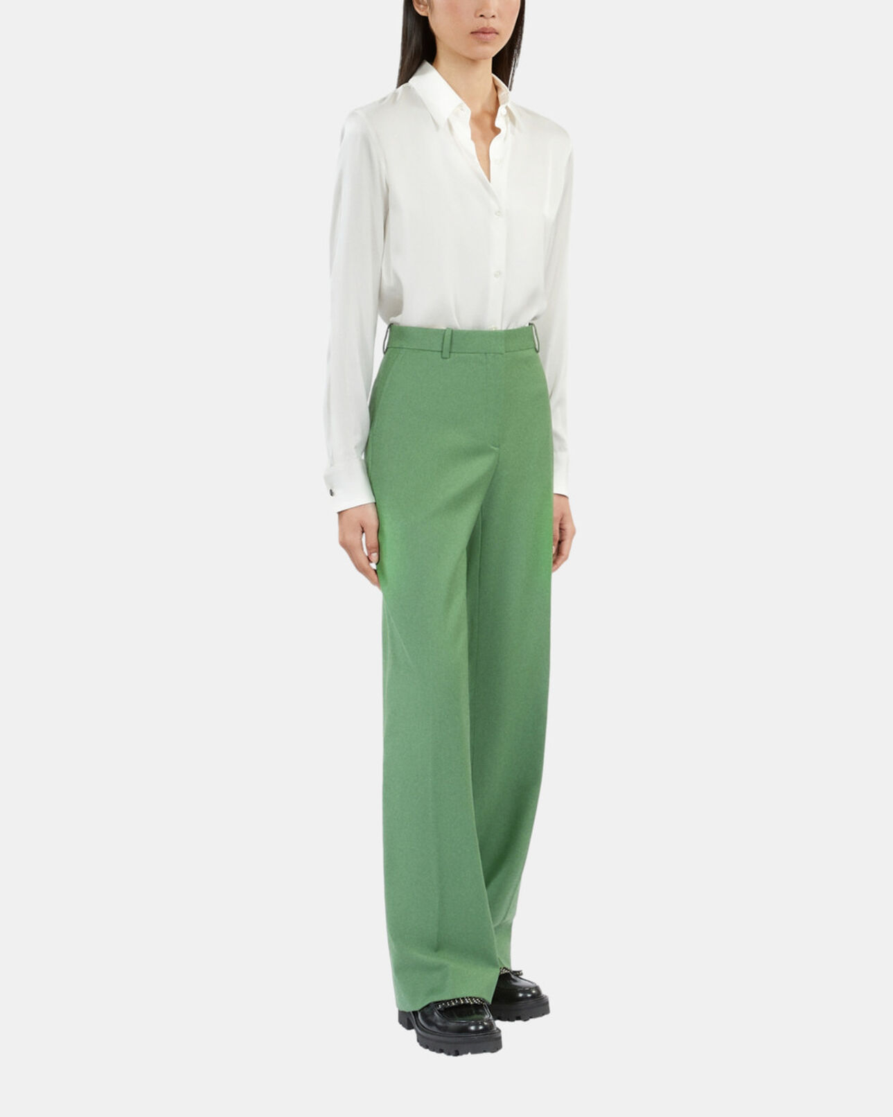 The Kooples FEMME LIGHT KAKI pantalon tailleur en laine vert