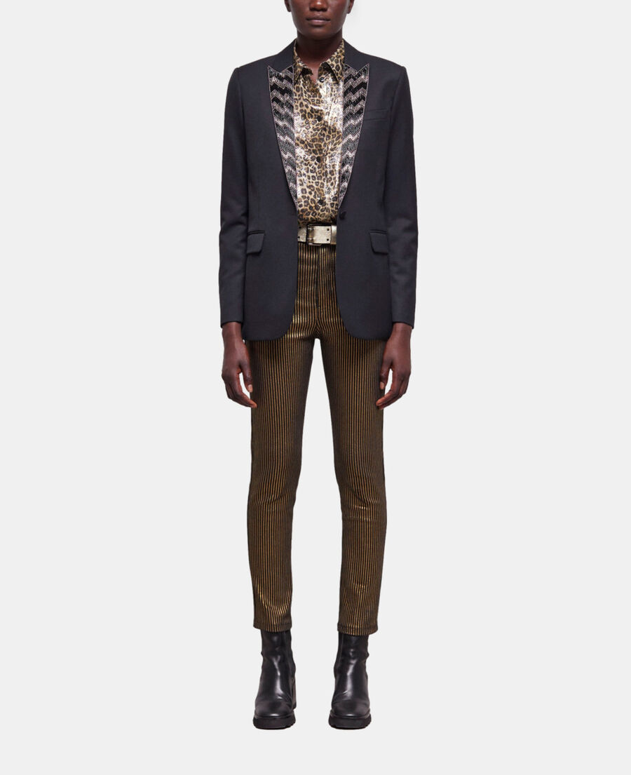 The Kooples FEMME BLACK veste à détails perles noire