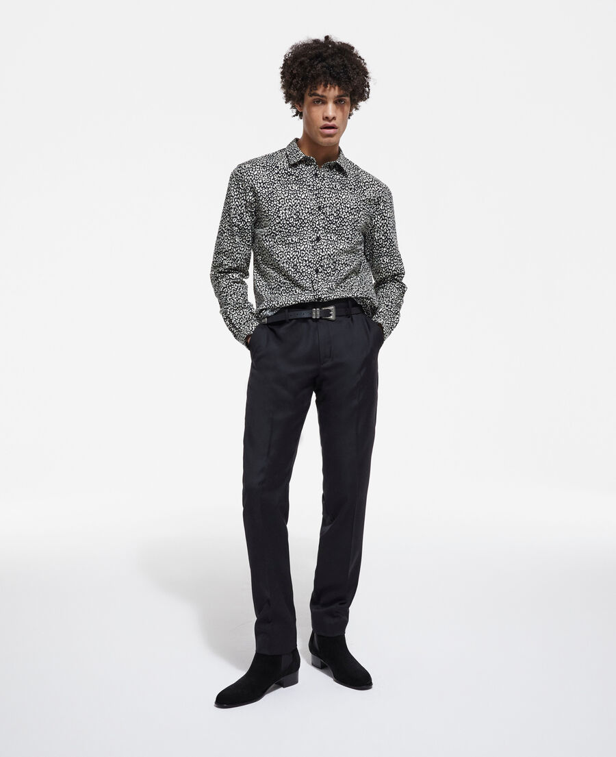 The Kooples HOMME BLACK WHITE chemise col classique léopard noire