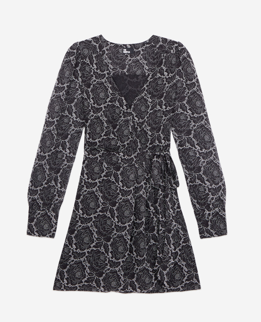 The Kooples FEMME BLACK robe portefeuille courte imprimée