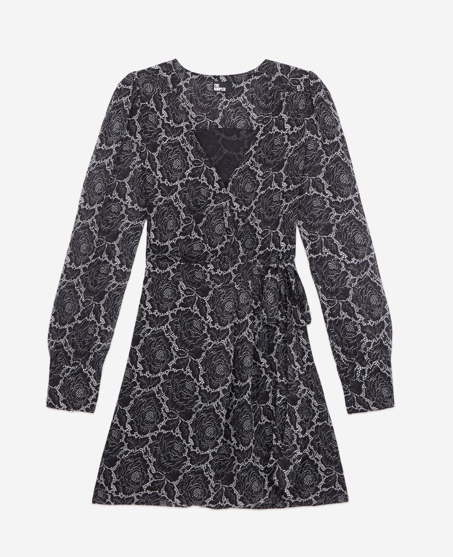 The Kooples FEMME BLACK robe portefeuille courte imprimée