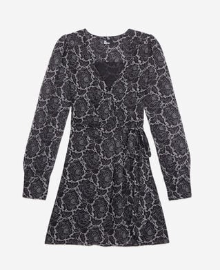 The Kooples FEMME BLACK robe portefeuille courte imprimée