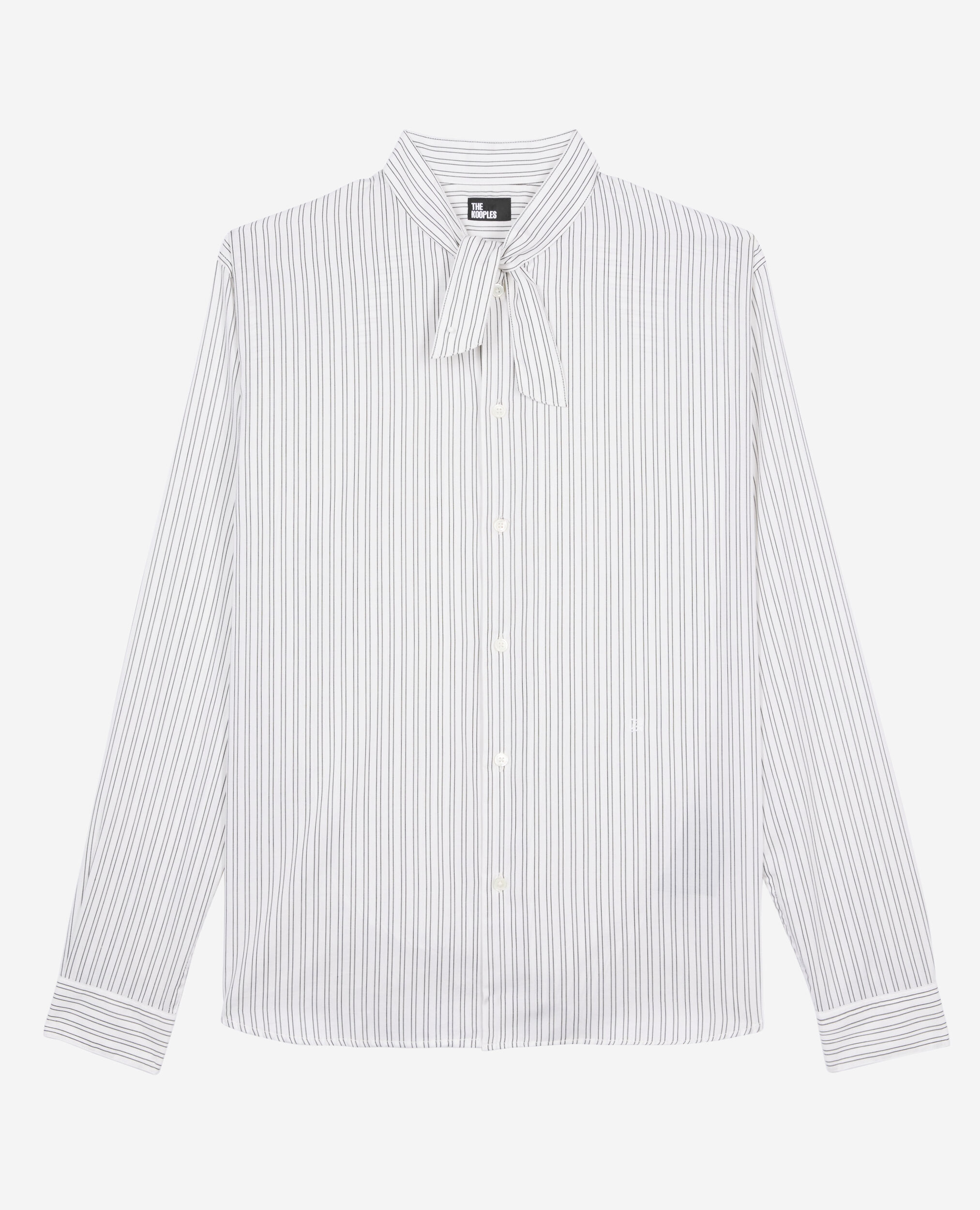 Camisa rayas finas blanca, BLACK WHITE, hi-res image number null