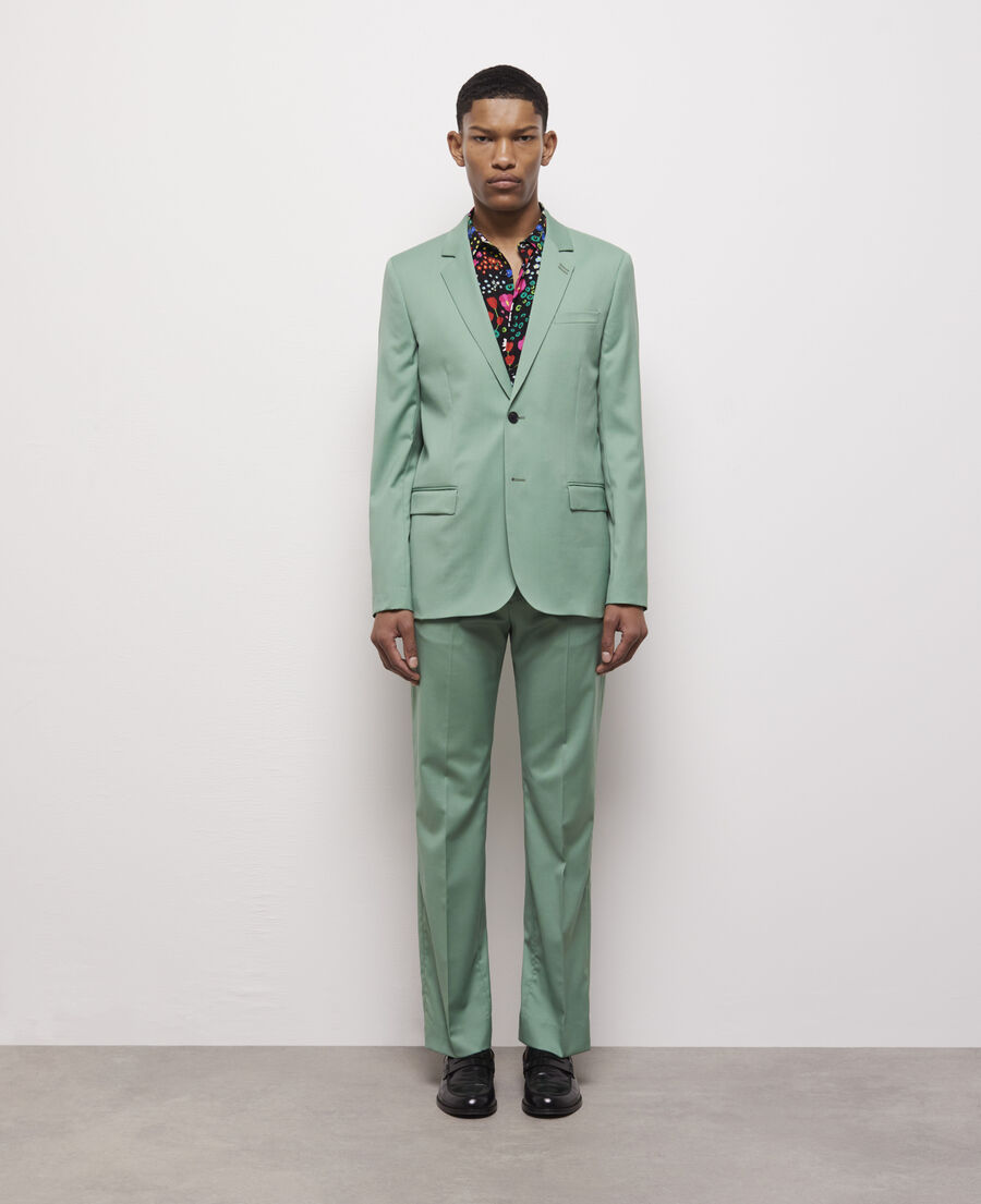 green wool suit jacket