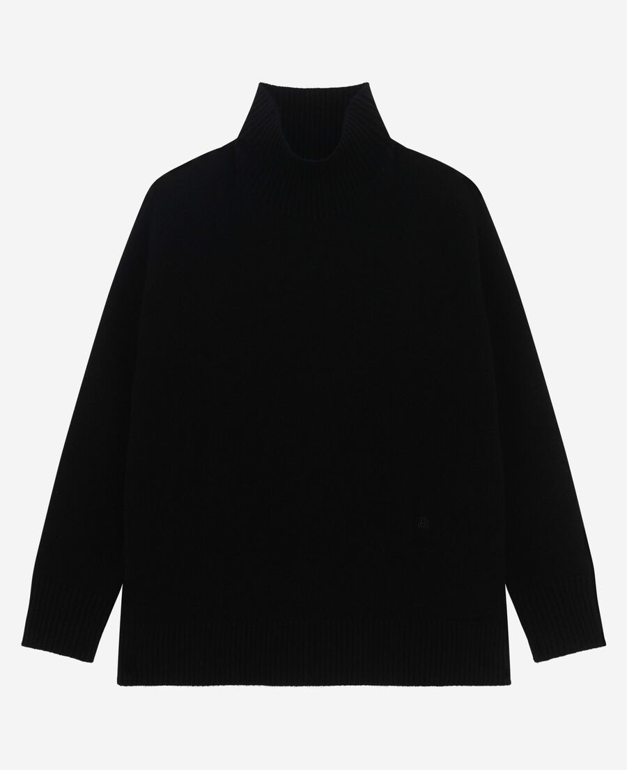 The Kooples WOMEN BLACK black cashmere stand-up collar sweater