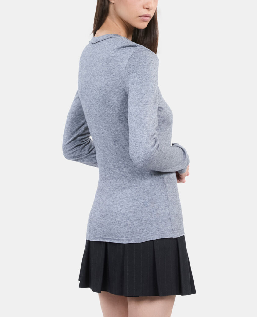 The Kooples DAMEN GREY MELANGE lang&auml;rmeliges, graues t-shirt