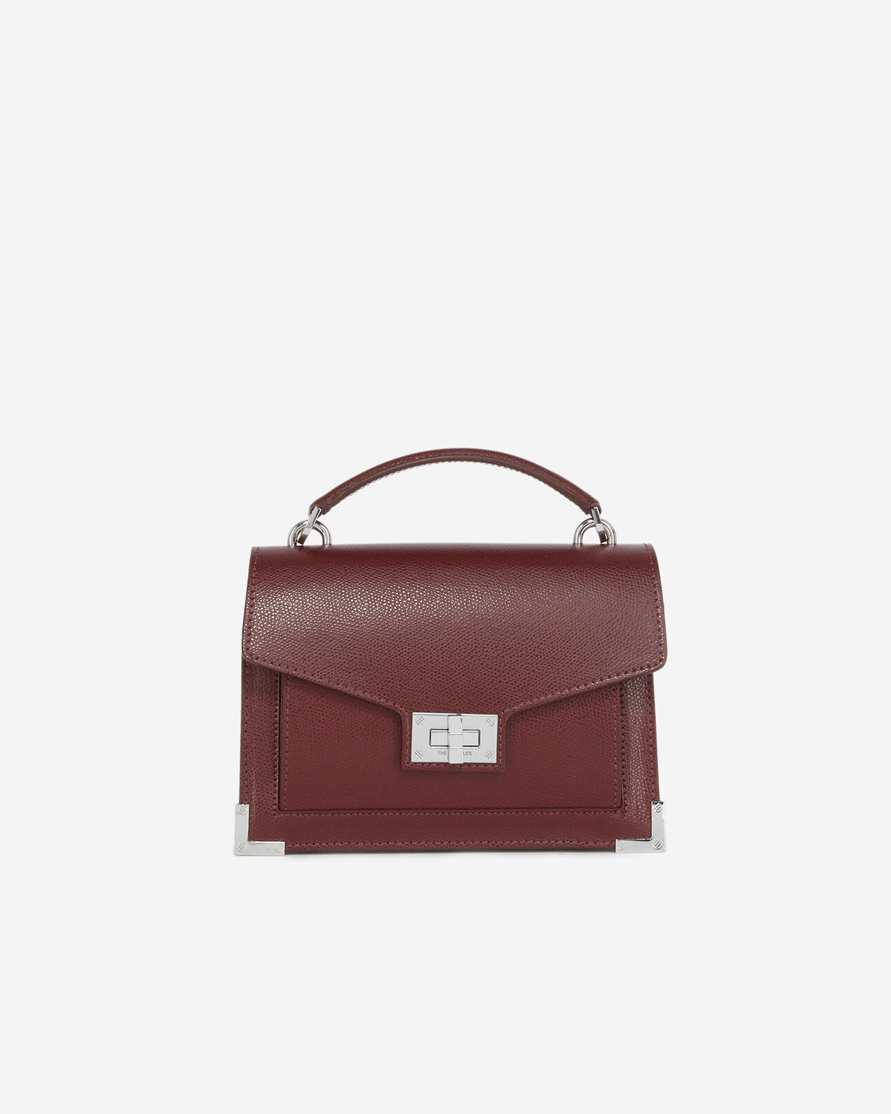 The Kooples FEMME DARK BURGUNDY sac emily small en cuir grainé bordeaux