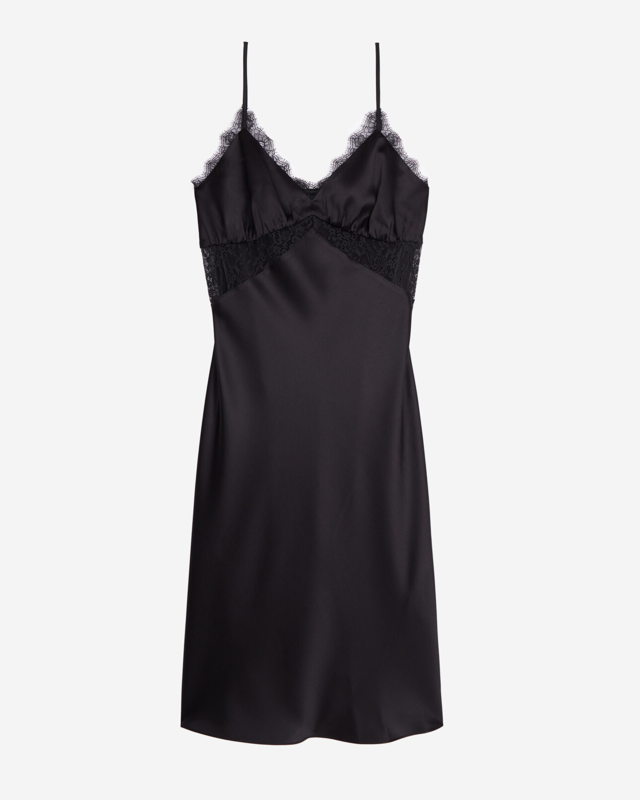 The Kooples WOMEN BLACK short black silk slip dress