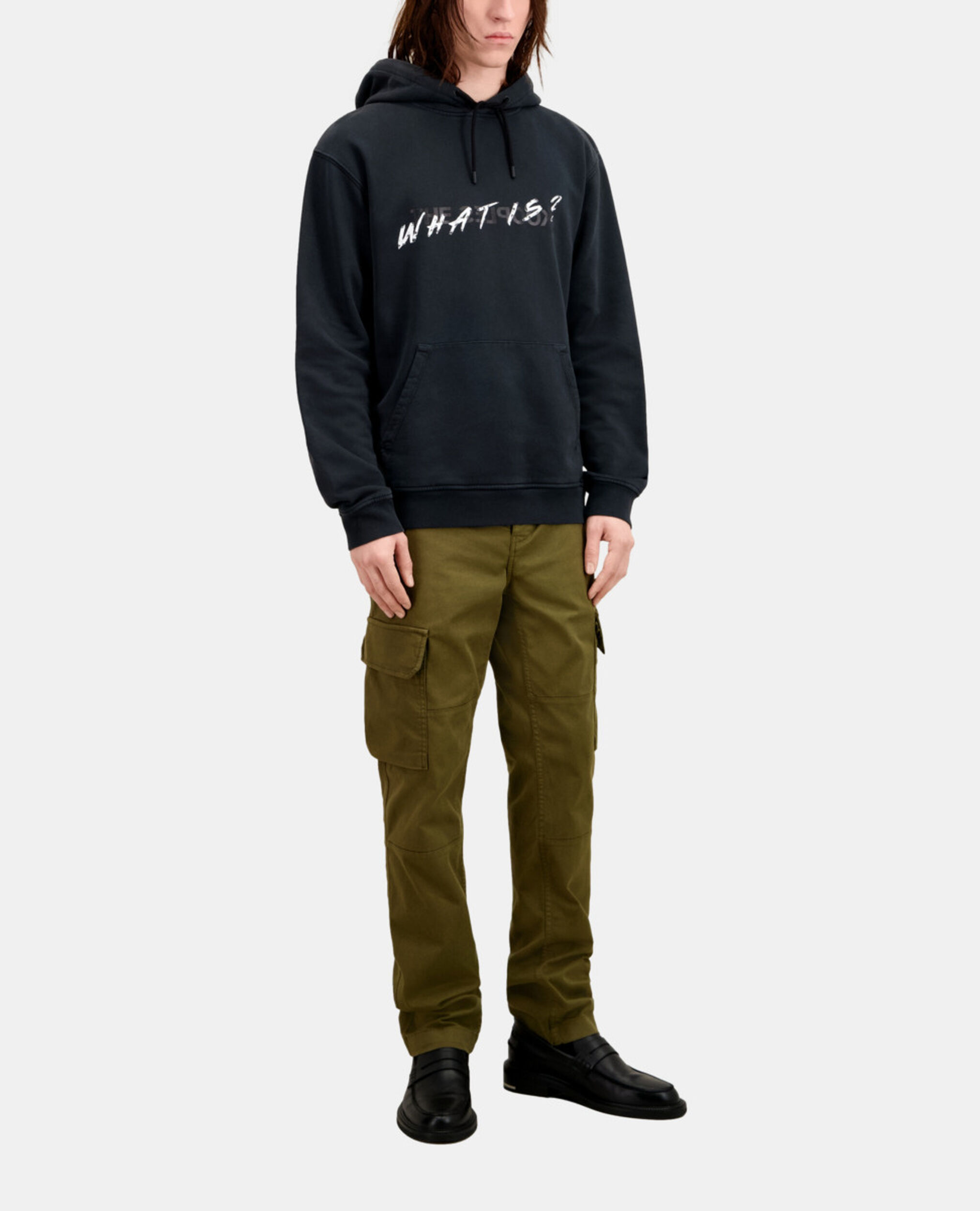Men's Black What is hoodie, BLACK WASHED, hi-res image number null