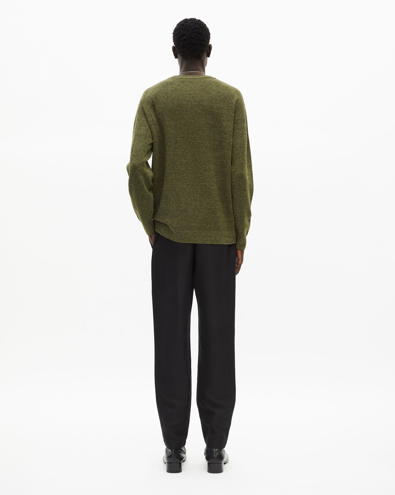 The Kooples HERREN OLIVE KAKI pullover aus khakifarbener wolle und leinen