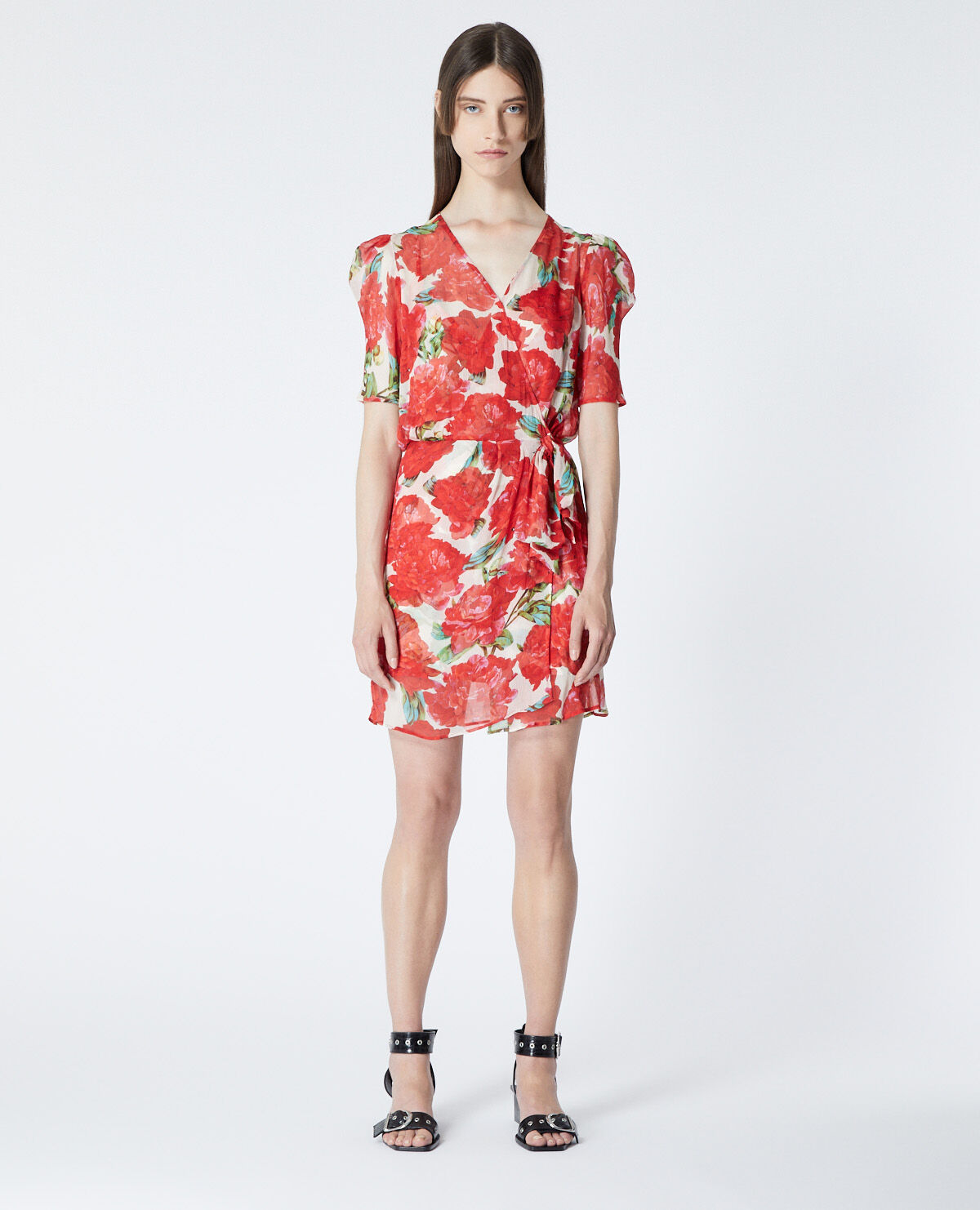 Robe kooples rouge fleurs best sale