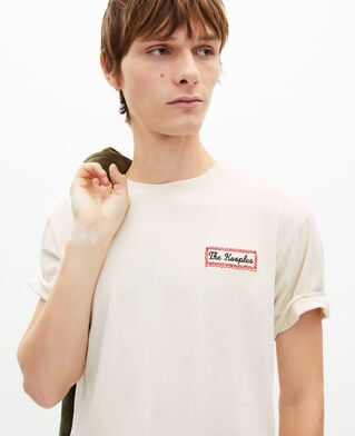 The Kooples HOMME LIGHT BEIGE t-shirt avec s&eacute;rigraphie via prony beige