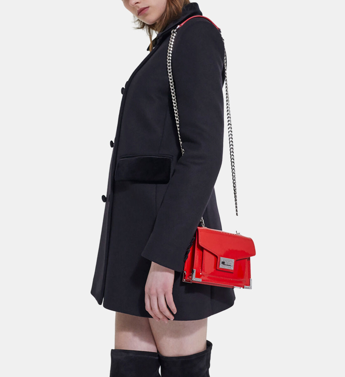 Small Emily bag in black lizard effect leather | The Kooples - US