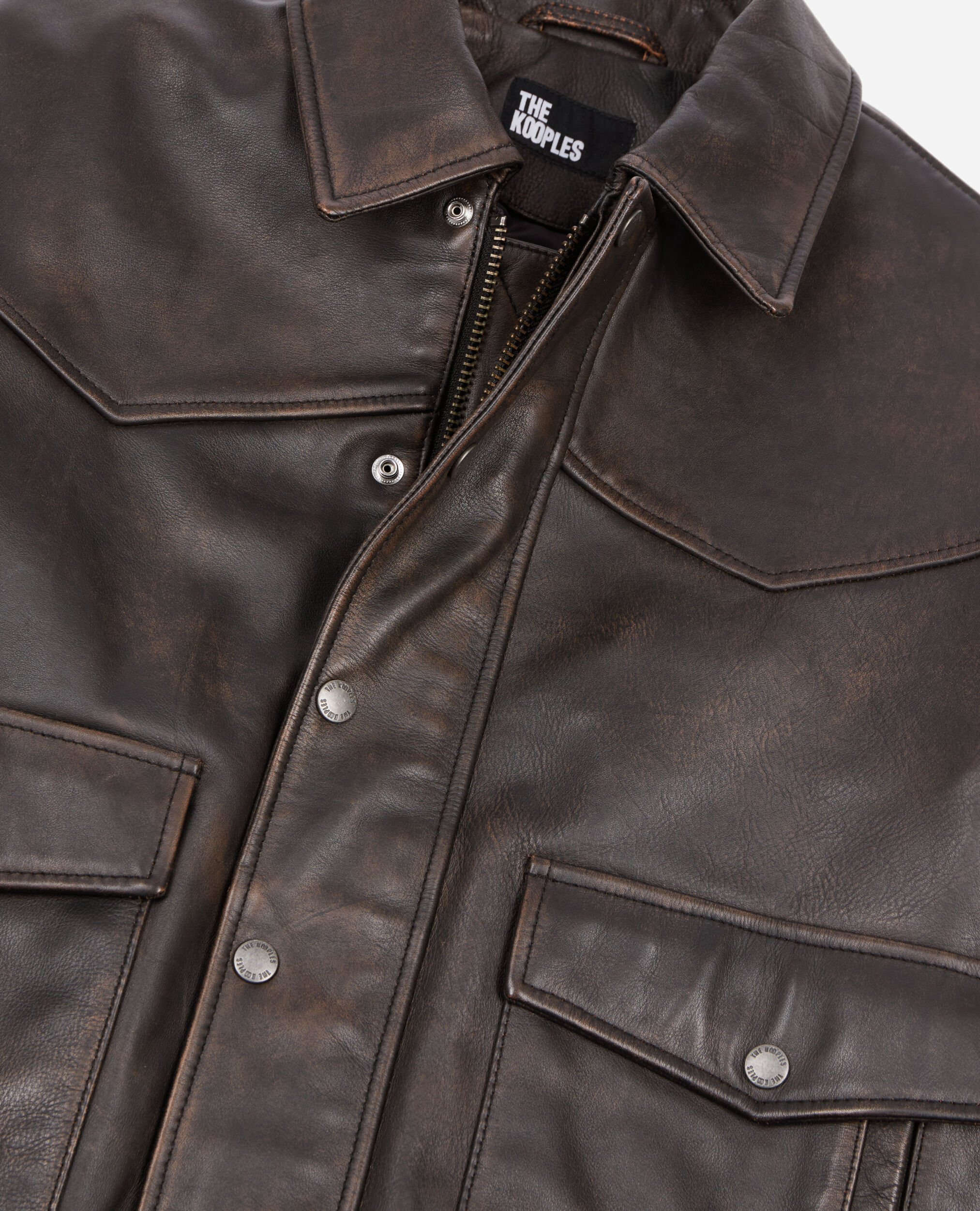 Men's Brown leather jacket | The Kooples US