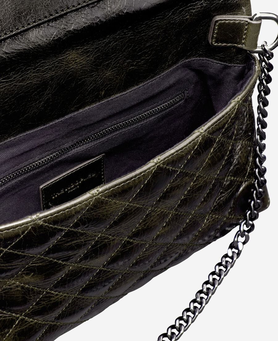 The Kooples FEMME OLIVE pochette héritage small en cuir verte