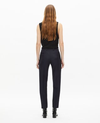 The Kooples FEMME NAVY pantalon tailleur en laine coupe ajustée bleu marine