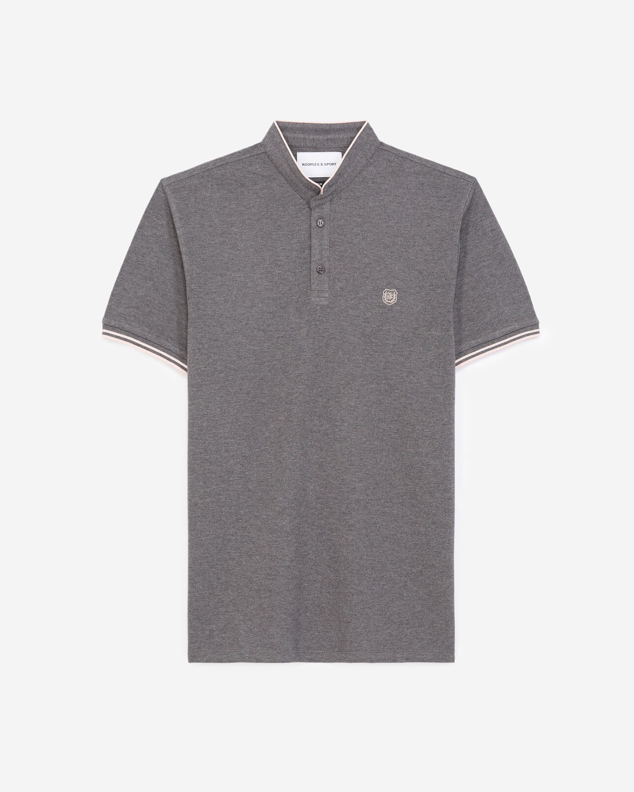 The Kooples HERREN MEDGREY MEL / LOTUS PINK grau meliertes baumwoll-poloshirt mit paspel