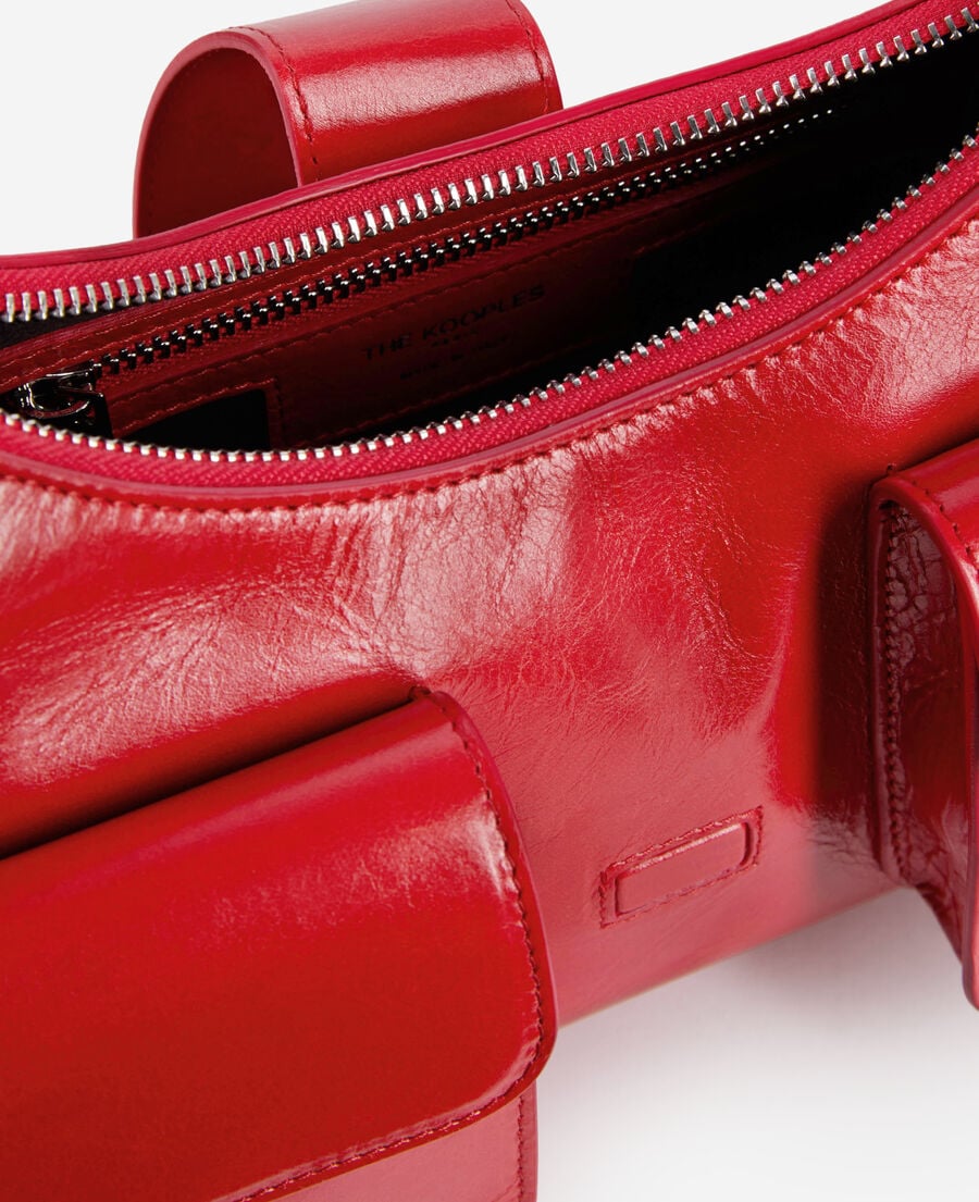 The Kooples WOMEN RED amelia bag in red crackle leather