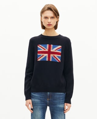 The Kooples FEMME NAVY pull drapeau anglais en coton marine
