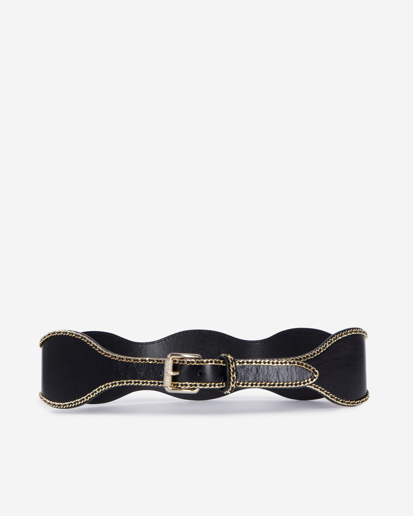 The Kooples MUJER BLACK cinturón ancho cadenas piel negro